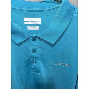 Columbia Blue Polo‎ Active Fit Short Sleeve Button Tshirt Men's